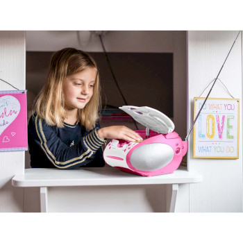 SCD-24PK KIDS Boombox met cd-speler fm-radio en stickers roze Product foto